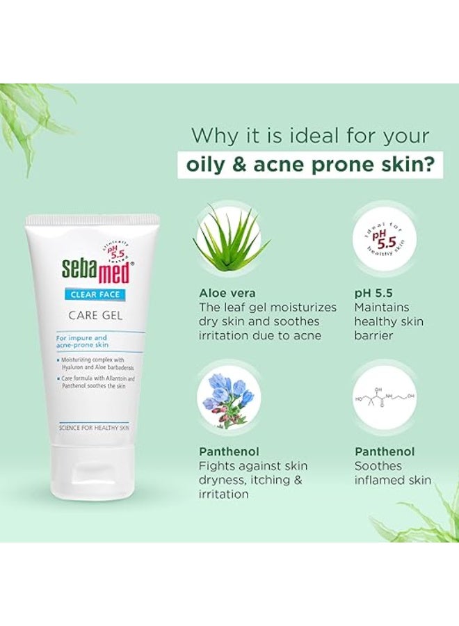 Sebamed Clear Face Care Gel 50 ml|pH 5.5 |Acne/ pimple prone skin|Hyaluronic acid & Aloe Vera|Water based Moisturiser | non sticky l Toxin free - Image 3